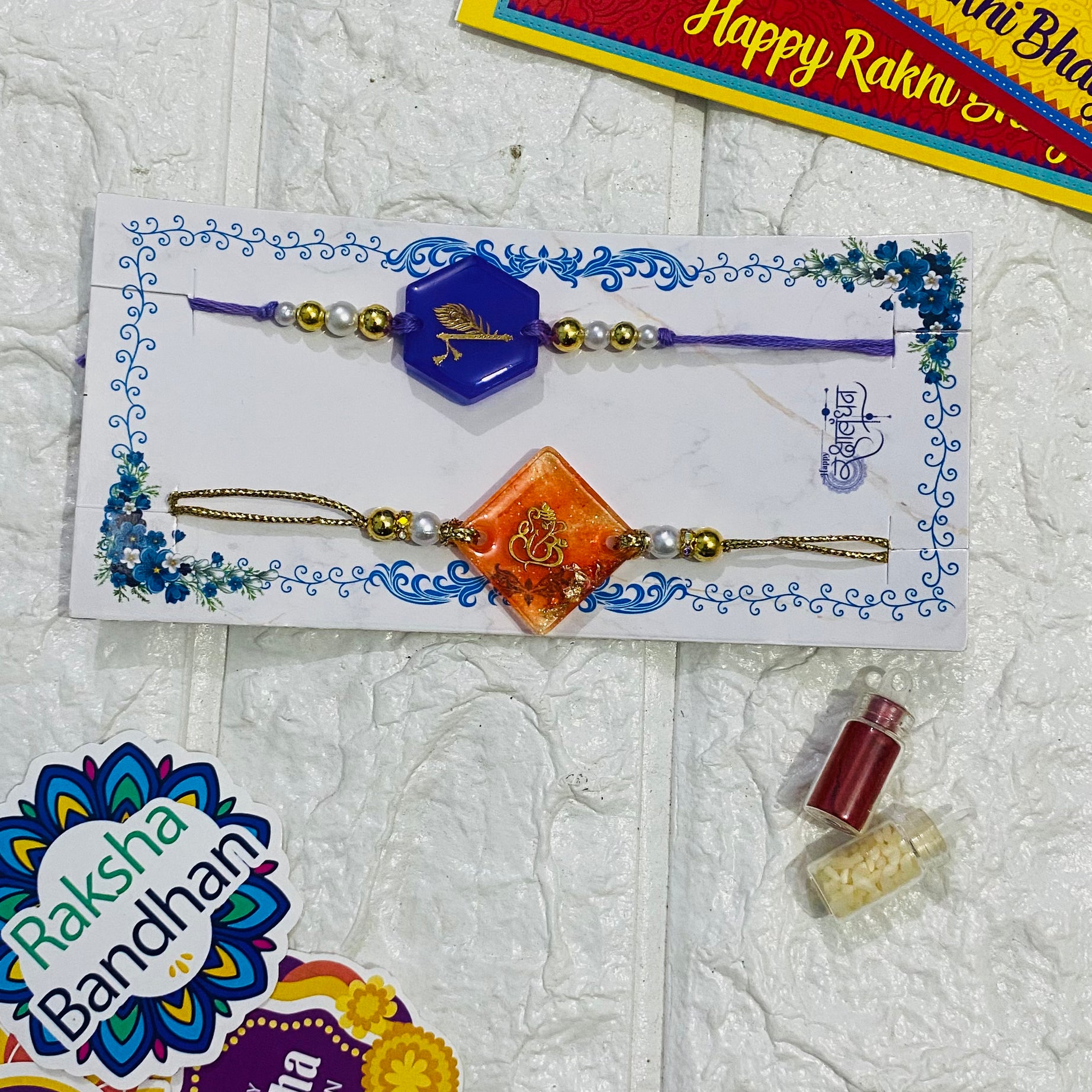 Elegant Resin Rakhi: combo of 2 Rakhi