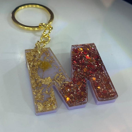 Personalized "Golden Red" Letter Keychain