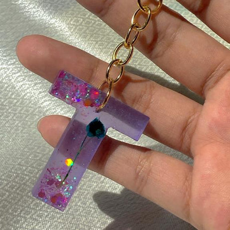 Personalized "Purple" Letter Keychain